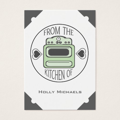 Retro Green Stove Recipe Cards (Set of 100) Business Card Templates