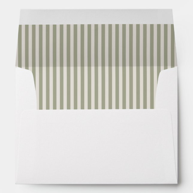 Retro Green Stripes Inside Red Merry Christmas Envelope (Back (Bottom))