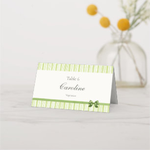 Retro Green Stripes with Meal Preference Table Place Card