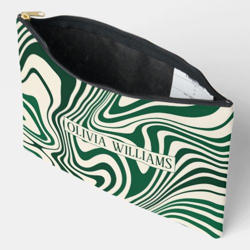 Retro Green Swirl Abstract Pattern  Accessory Pouch