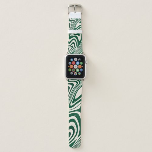 Retro Green Swirl Abstract Pattern Apple Watch Band