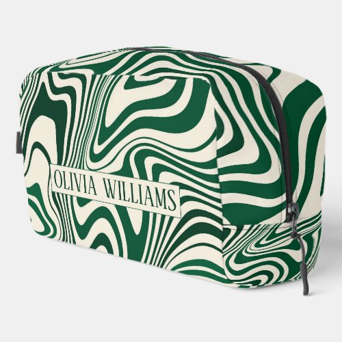 Retro Green Swirl Abstract Pattern Dopp Kit