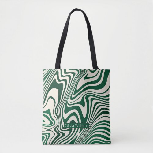 Retro Green Swirl Abstract Pattern Tote Bag