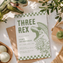 Retro Green T Rex Dinosaur Birthday Party