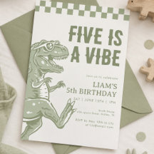 Retro Green T Rex Dinosaur Birthday Party