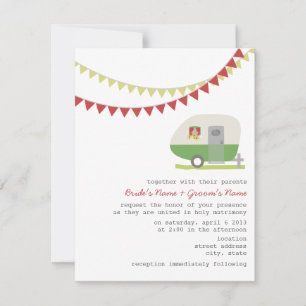 Retro Green Trailer Wedding Invitation
