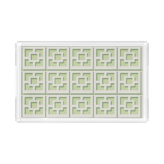 Retro Green Trellis Acrylic Tray (Front)
