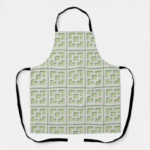  Retro Green Trellis All_Over Print Apron