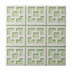 Retro Green Trellis Ceramic Tile