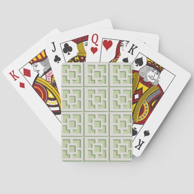 Retro Green Trellis Classic Playing Cards (Back)