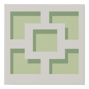 Retro Green Trellis Faux Wrapped Canvas Print