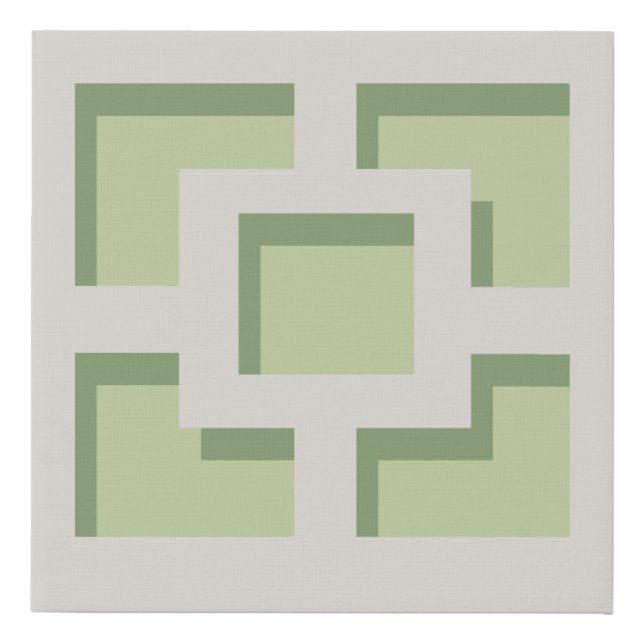 Retro Green Trellis Faux Wrapped Canvas Print (Front)