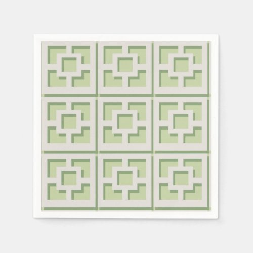 Retro Green Trellis Paper Napkin