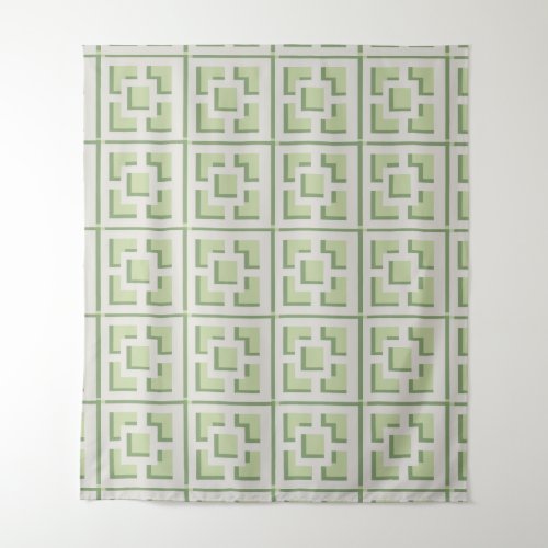 Retro Green Trellis Tapestry