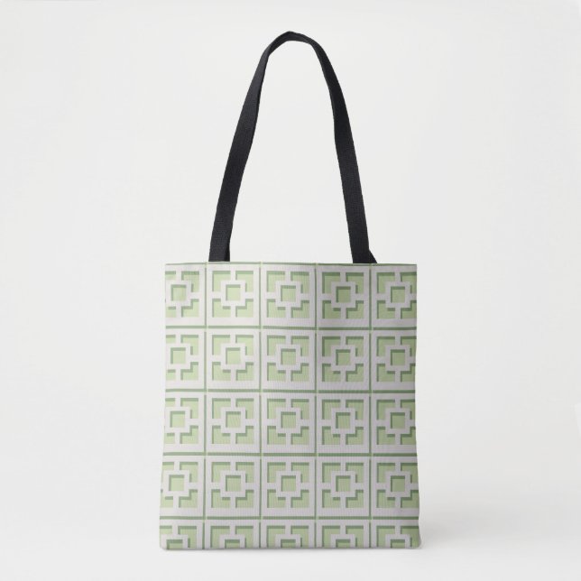 Retro Green Trellis Tote Bag (Front)