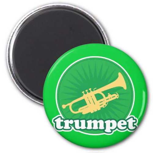 Retro Green Trumpet Music Gift Magnet