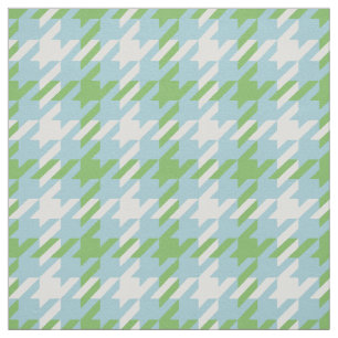 Retro green turquoise houndstooth plaid pattern fabric