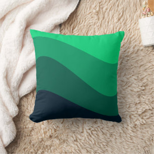 Retro Green Wave pattern Throw Pillow