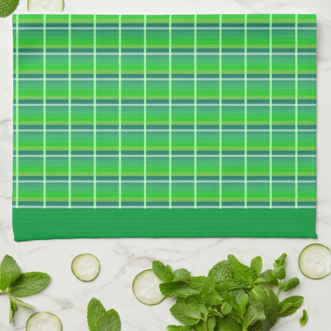Retro Green White Plaid Pattern Kitchen Towel