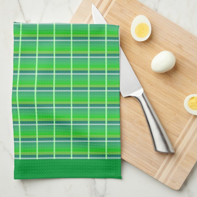 Retro Green White Plaid Pattern Kitchen Towel