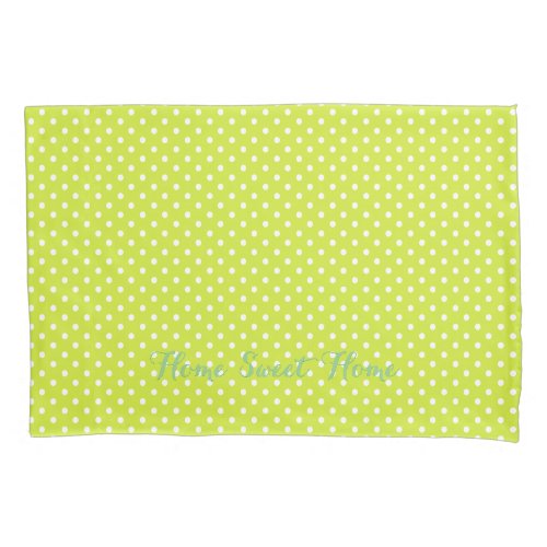 Retro Green White Polka Dots Pattern Monogrammed Pillow Case