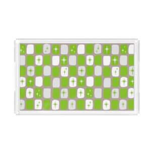 Retro Green & White Starburst Acrylic Tray