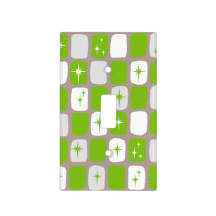 Retro Green & White Starburst Light Switch Cover