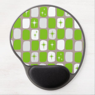 Retro Green & White Starbursts Gel Mousepad