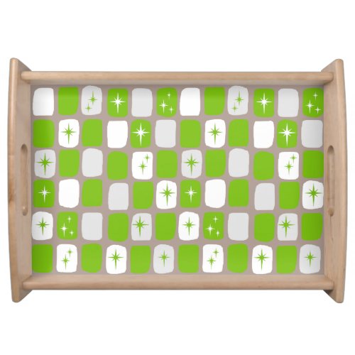 Retro Green  White Starbursts Serving Tray