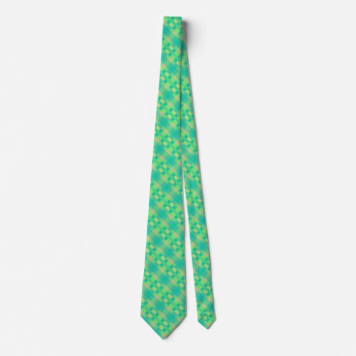 Retro Green Yellow Blue Pink Pattern Neck Tie
