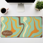 Retro Green Yellow Brown Marble Swirl Desk Mat<br><div class="desc">Immerse yourself in a dance of colors with our Abstract Retro Modern Liquid Marble Wave Pattern. Evoking the dynamic fluidity of marbled surfaces and the charming aesthetics of retro-modern design, this pattern is a feast for the eyes. A symphony of vibrant colors swirls and flows in wave-like motions, creating a...</div>