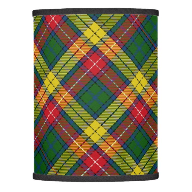 Retro Green Yellow Red Plaid Diagonal  Lamp Shade (Front)