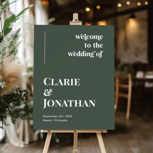 Retro Greenery Winter Wedding Welcome Sign