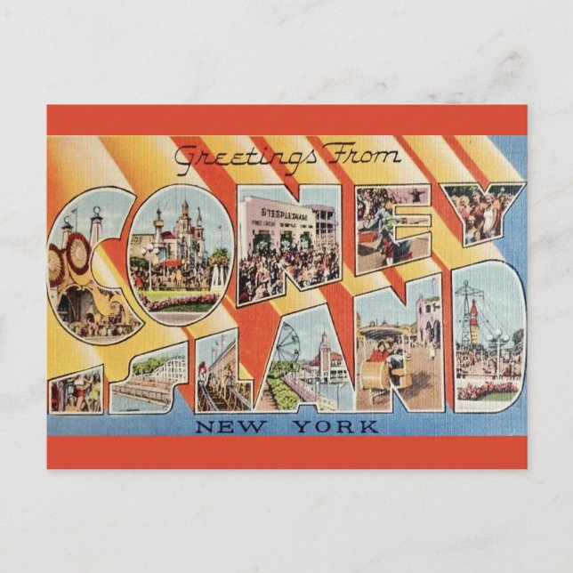 Retro Greeting from Coney Island NY Postcard (Front)