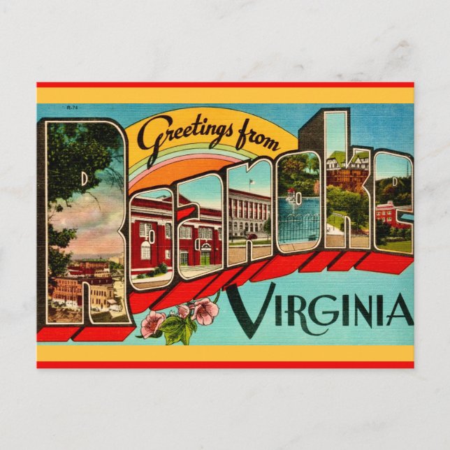 Retro Greetings From Roanoke, VA Postcard (Front)