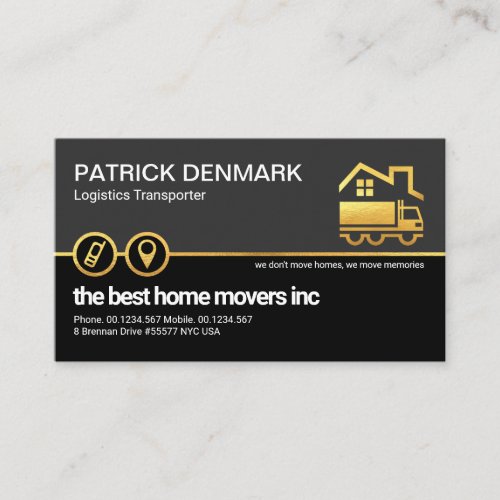 Retro Grey Black Layer Gold Truck Driver Business Card