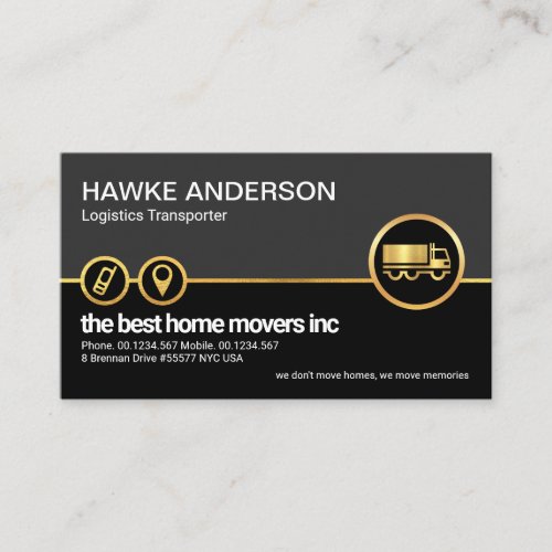 Retro Grey Black Layer Gold Truck Logo Business Card