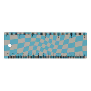 Retro Grey Blue Dorm Warped Check Checkered Ruler