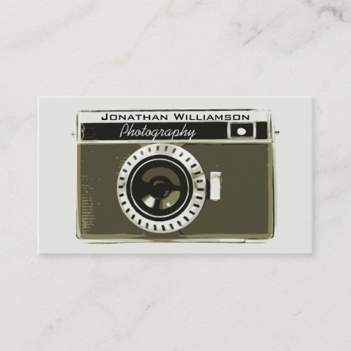 Retro Grey Camera Photography Business Cards