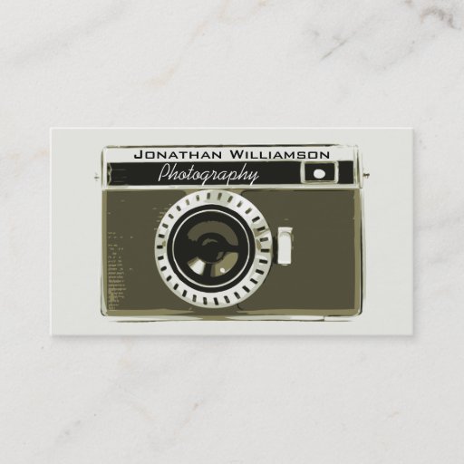Customizable Retro Grey Camera Photography Business Cards