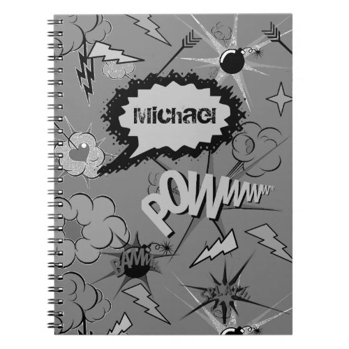 Retro Grey Custom Comic Book Pattern Personalised