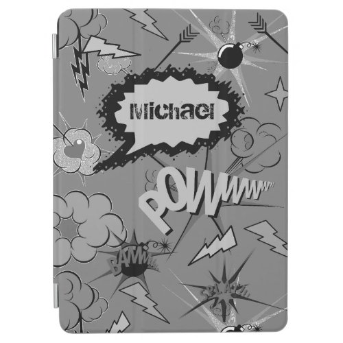 Retro Grey Custom Comic Book Pattern Personalised iPad Air Cover