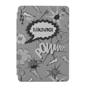 Retro Grey Custom Comic Book Pattern Personalised iPad Mini Cover