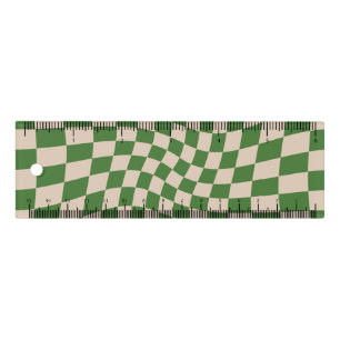 Retro Grey Green Dorm Warped Check Checkered Ruler