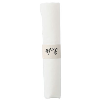 Retro Grey Hand Drawn Hearts Illustration Monogram Napkin Bands