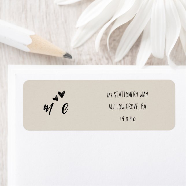 Retro Grey Hand Drawn Illustrated Wedding  Label (Insitu)