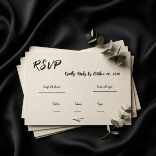 Retro Grey Hand Written Scribble Wedding RSVP  Card