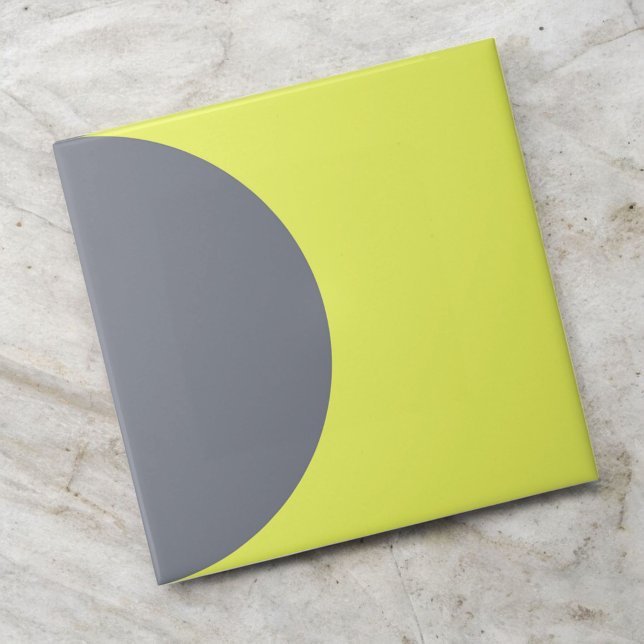 Retro Grey Neon Green Half Circle Bold Mid Century Ceramic Tile (Creator Uploaded)