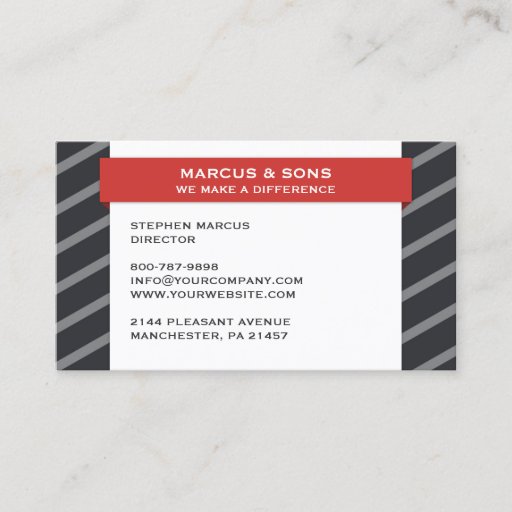 Customizable Retro Grey Red Banner Business Card