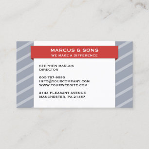 Retro Grey Red Banner Business Card